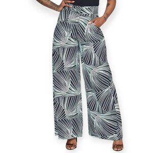 RAY DARTEN Green Amahle African Print Pants Size 3X Extra Wide Leg Office Career